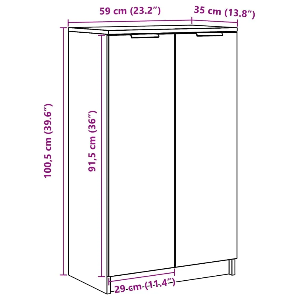 Shoe Cabinet Black 59x35x100 cm Engineered Wood