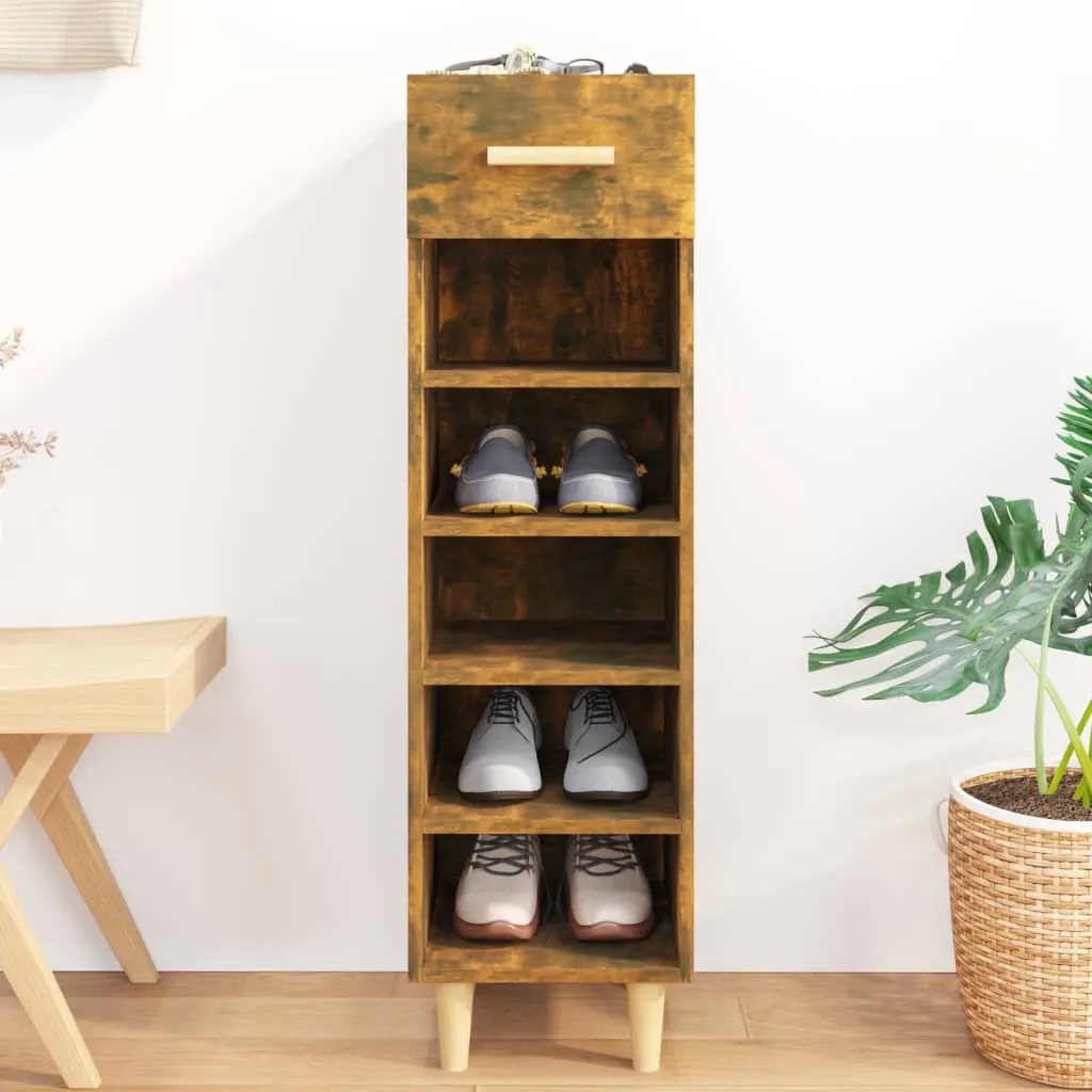 Shoe Cabinet Smoked Oak 30x35x105 cm Engineered Wood