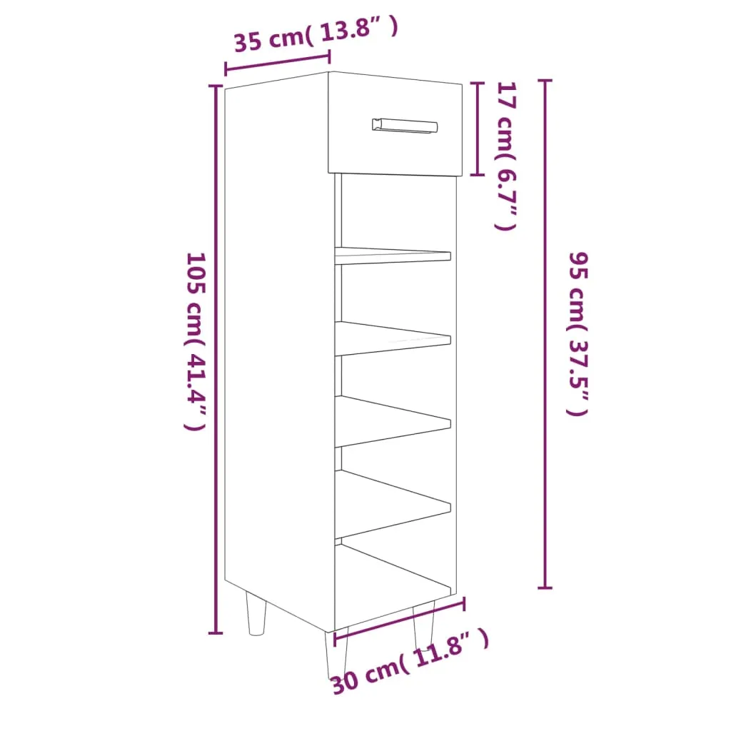 Shoe Cabinet Smoked Oak 30x35x105 cm Engineered Wood