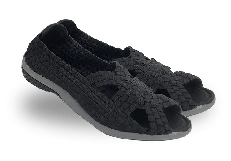 Skooda Sandals Ladies Black, Black soles