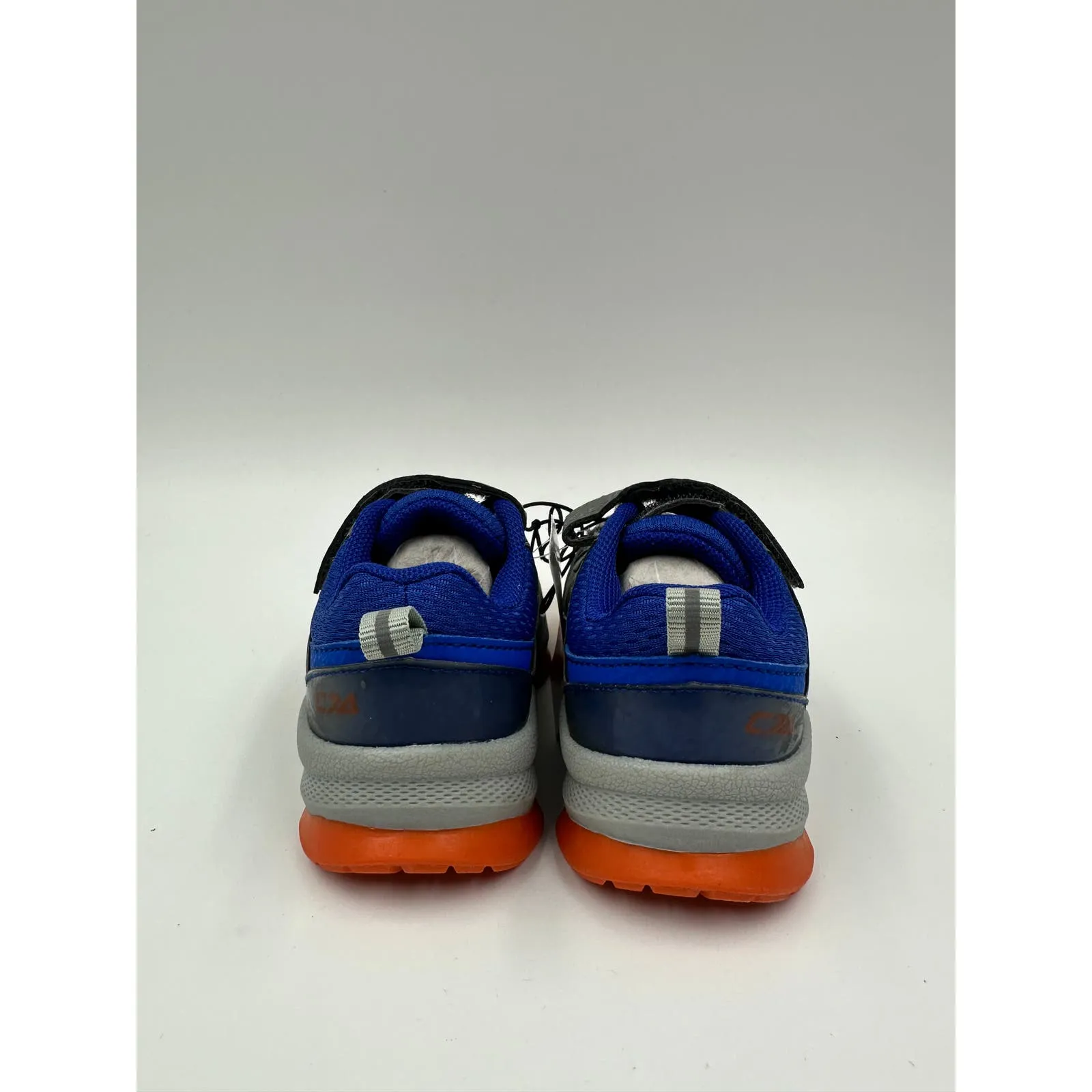 Small Kid Size 6.5, Low Top Gray, Blue Sneakers w/ Orange Accents w/ Bungee Laces