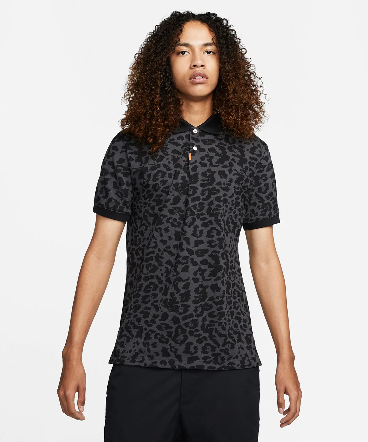 Smoke Grey/Black - Nike polo golf primal print slim