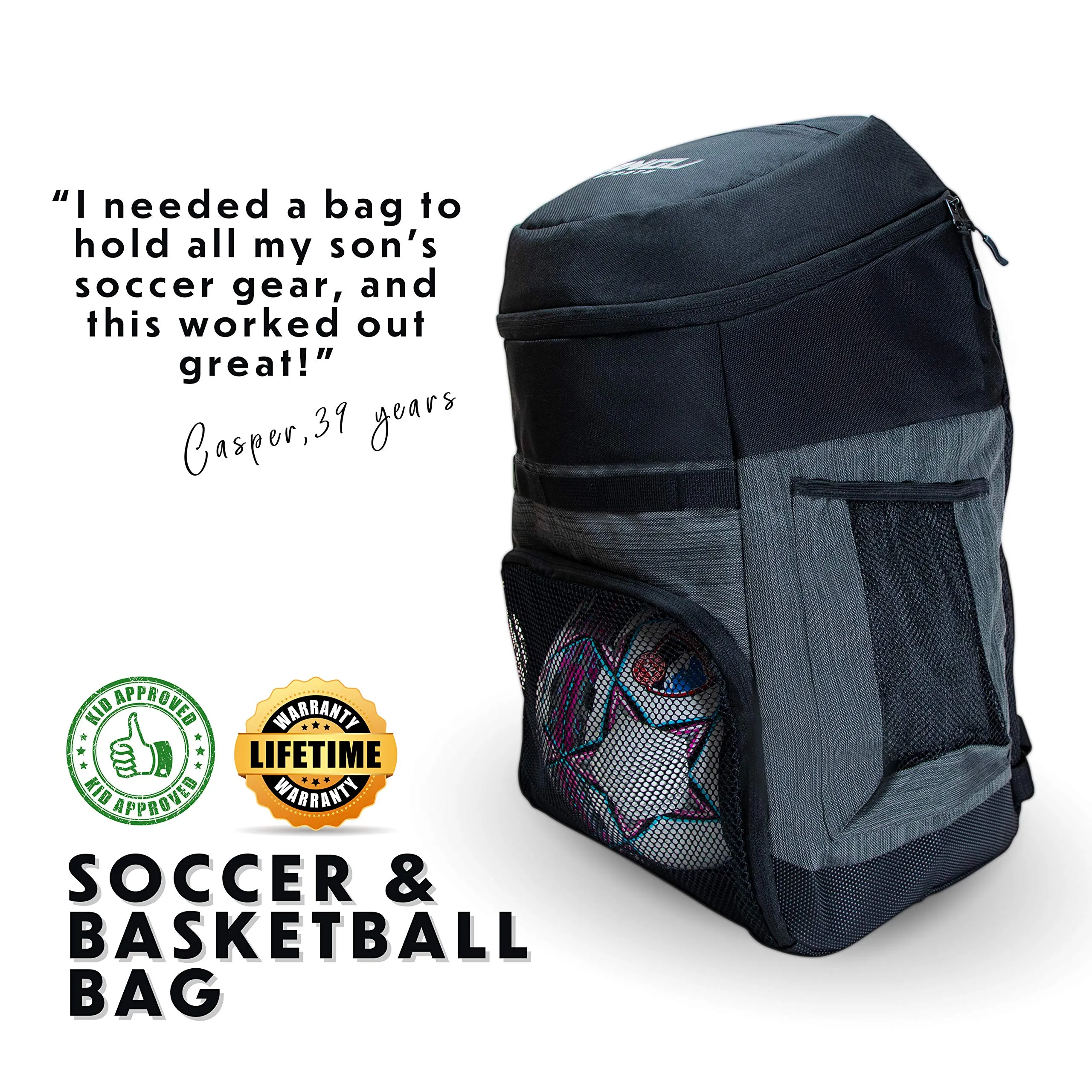 Soccer Bags With Ball Holder - Use As Soccer Backpack, Basketball Backpack, Volleyball Bag or Football Bag | Separate Cleats & Ball Pockets | Designed For Boys & Girls Ages 4-16 | Keeps It Organized