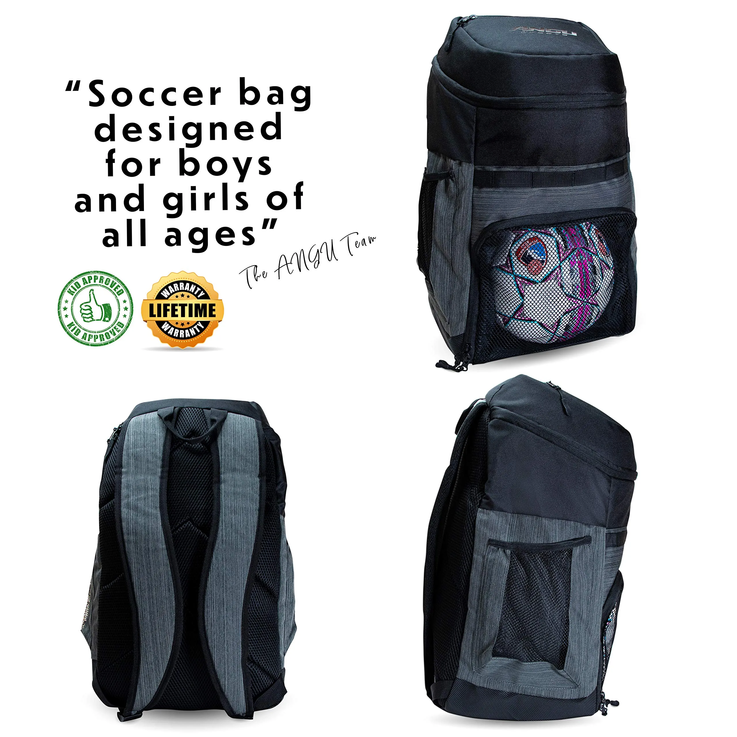 Soccer Bags With Ball Holder - Use As Soccer Backpack, Basketball Backpack, Volleyball Bag or Football Bag | Separate Cleats & Ball Pockets | Designed For Boys & Girls Ages 4-16 | Keeps It Organized