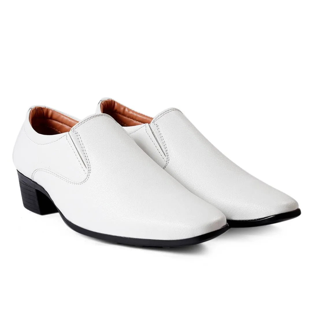 Stylish White Height Increasing Casual Slip-On Shoes