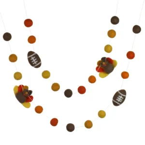 Thanksgiving Turkey & Football Felt Ball Garland