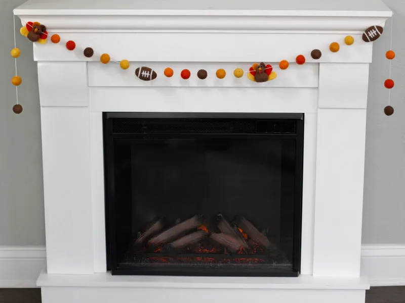 Thanksgiving Turkey & Football Felt Ball Garland