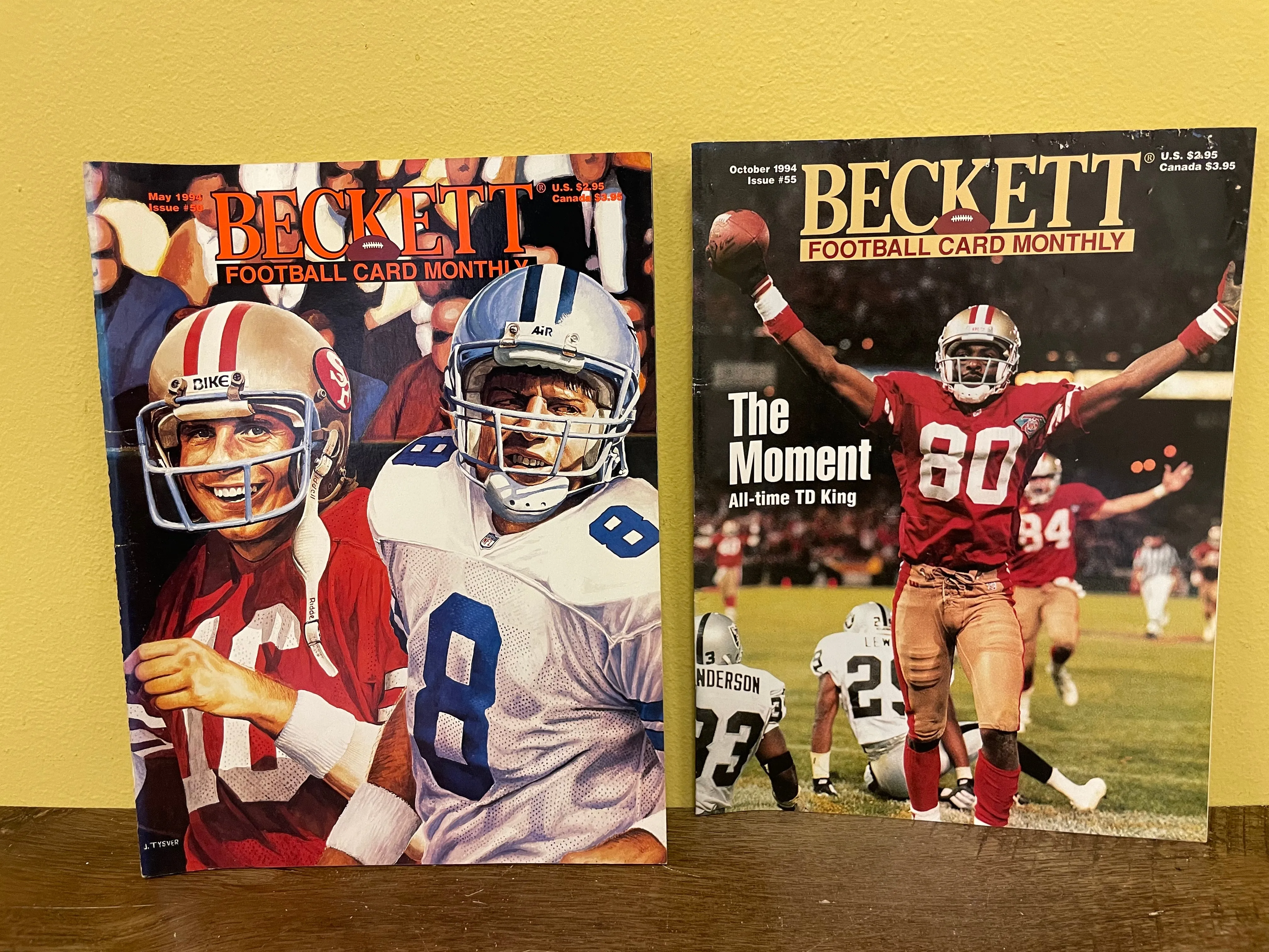 (V) BECKETT FOOTBALL CARD MONTHLY Magazines Lot/7 Vintage 1994 Jan-Feb, Apr-May, Oct-Dec