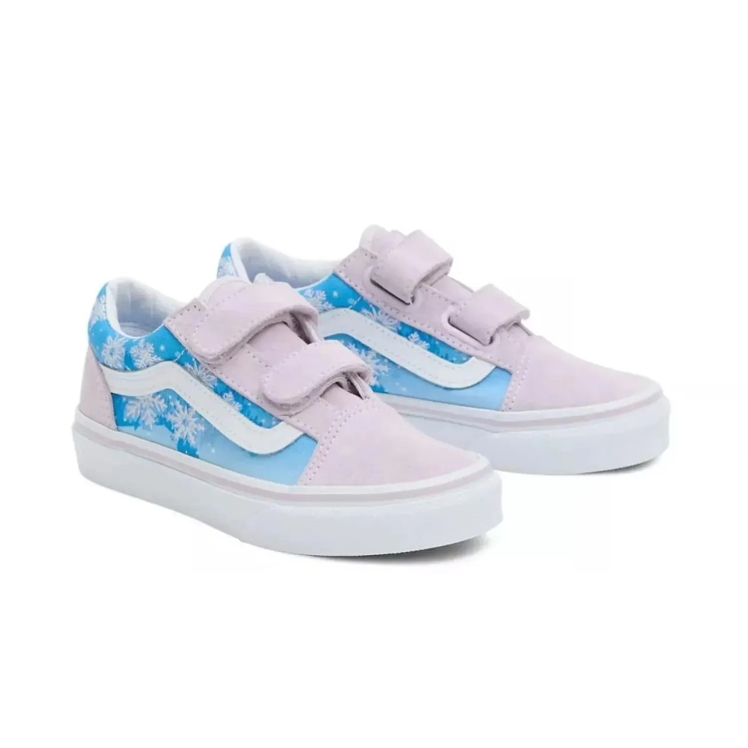 Vans Kid's Old Skool V Shoes - Pink / Blue / White