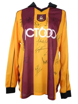 Vintage 2000s 2001-2002 Bradford City Signed Striped Long Sleeve Collared Football Soccer Jersey