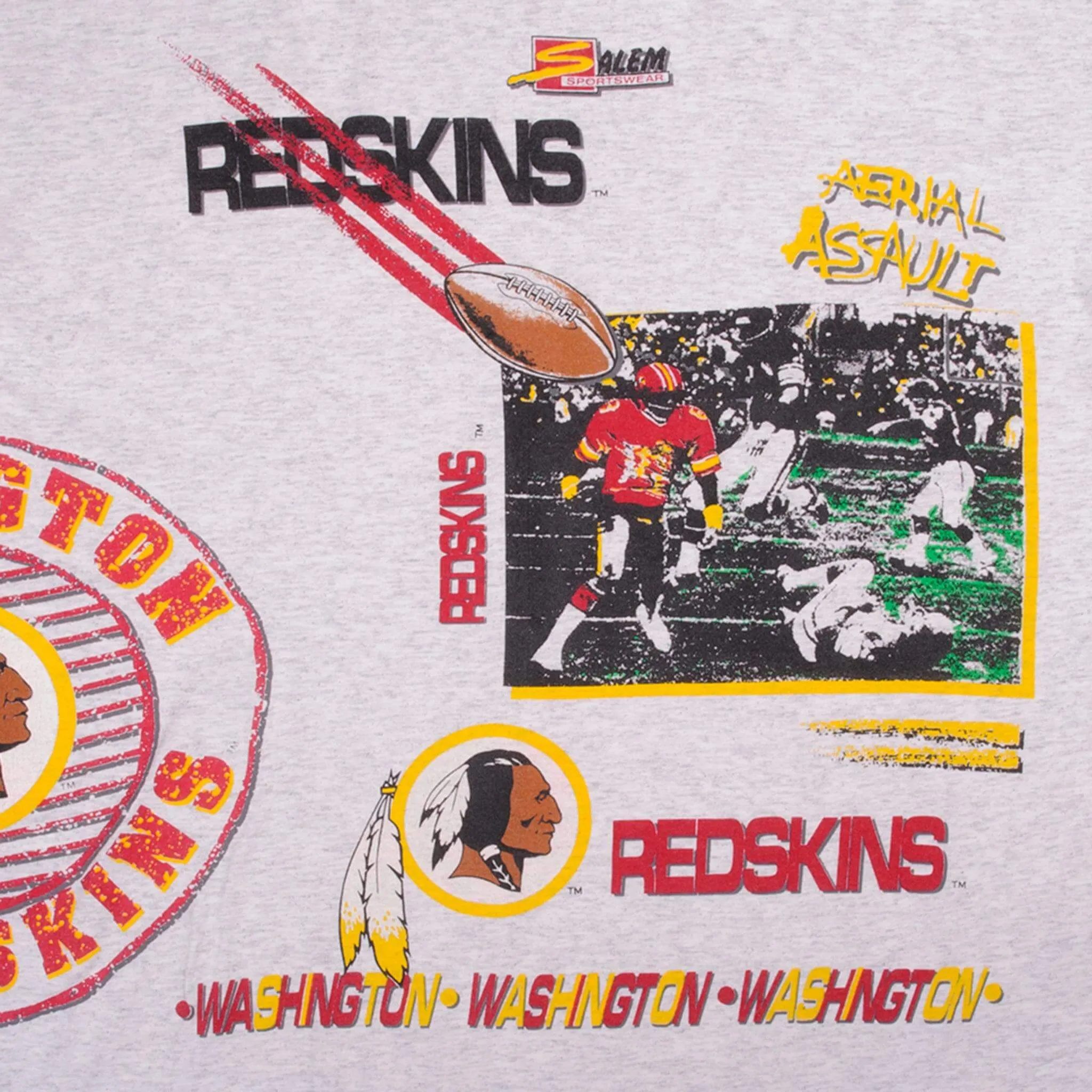 VINTAGE ALL OVER PRINT NFL WASHINGTON REDSKINS 1991 TEE SHIRT XL MADE USA