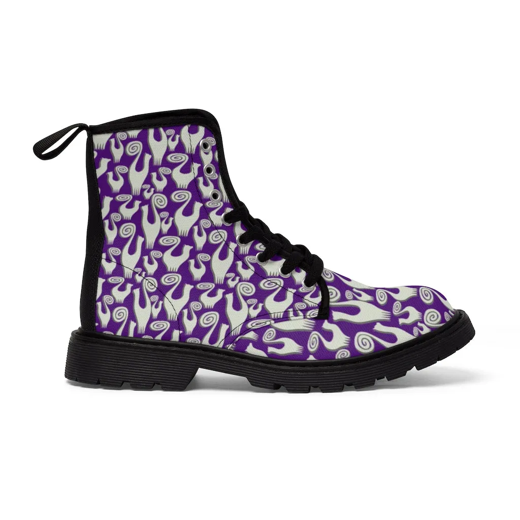 Violet Snooty Cats Women's Canvas Boots