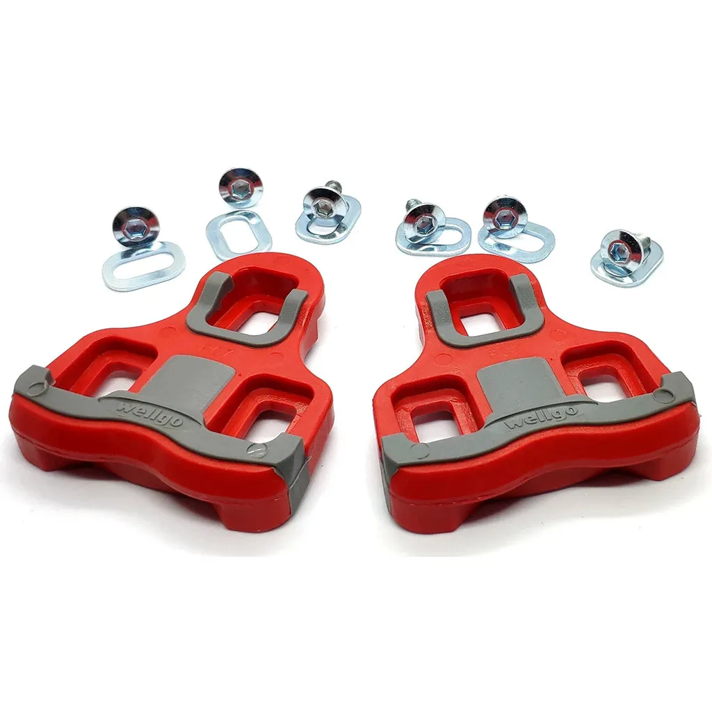 Wellgo Rc - 7B Cleat For Road Pedal - Keo Compatible , 6 Deg Float - Red/Grey