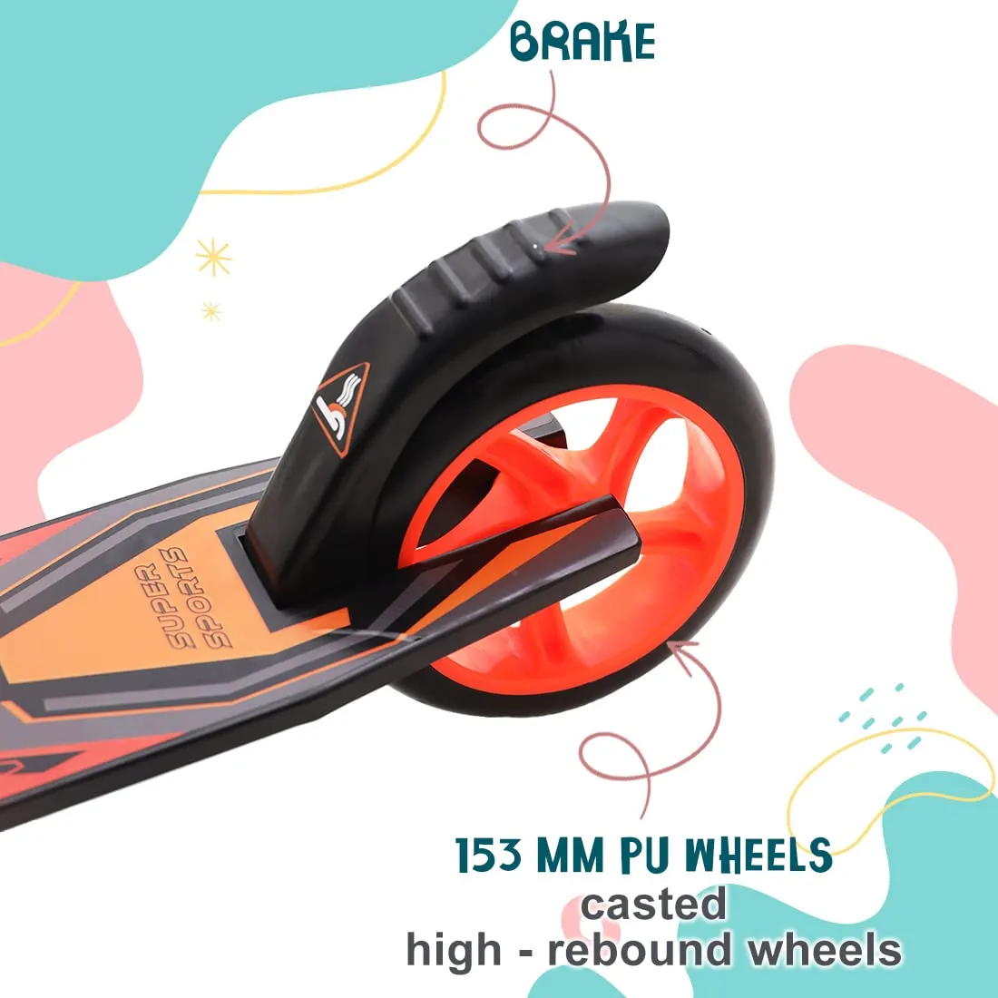 Wembley Kick Scooter for Kids 5  Years | 2 Wheels Steel Frame Foldable and 3 Adjustable Height | Skating Cycle Kids Scooter 5 to 10, 12 Years Boys Girls - Orange BIS Certified - Capacity 50kg