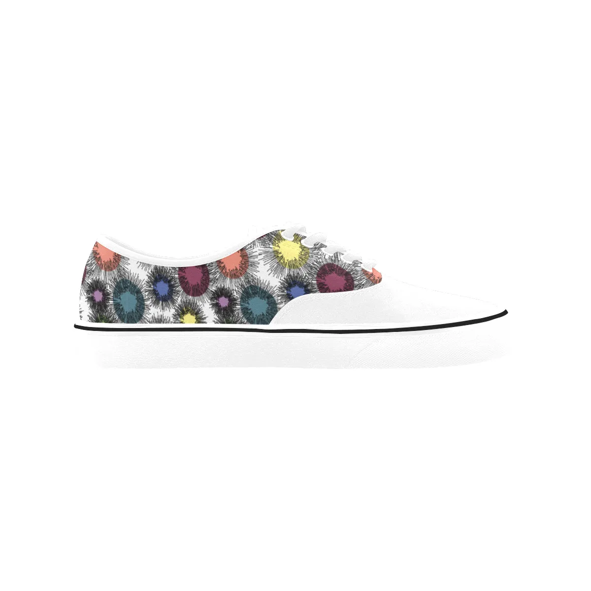 Women's Atomic White Polka Print Canvas Low Top Shoes