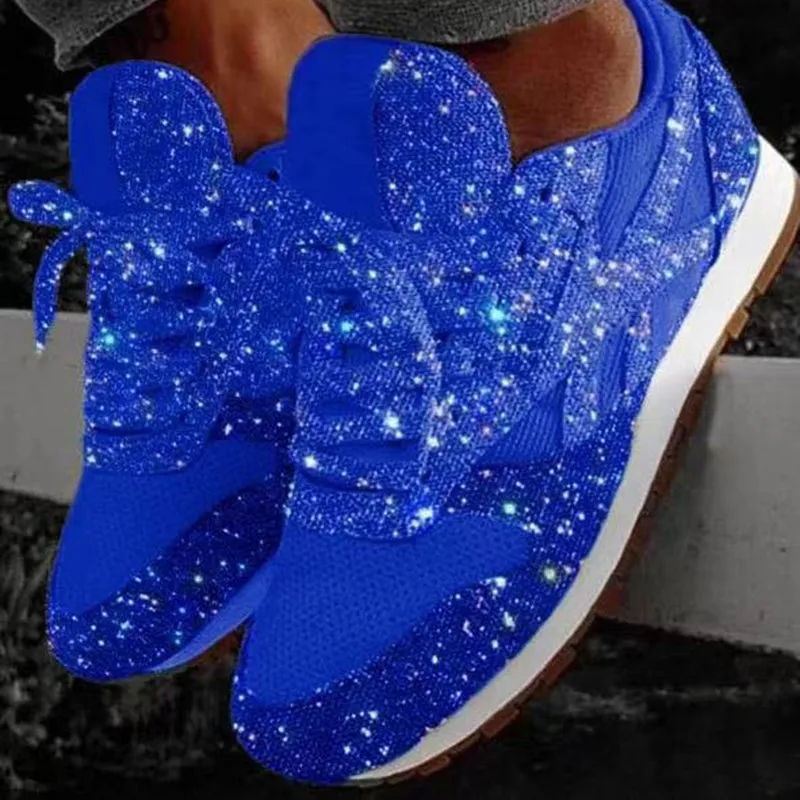 Women's glitter sneakers rhinestone shiny tennis shoes