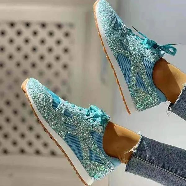 Women's glitter sneakers rhinestone shiny tennis shoes