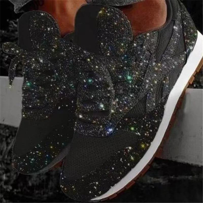 Women's glitter sneakers rhinestone shiny tennis shoes