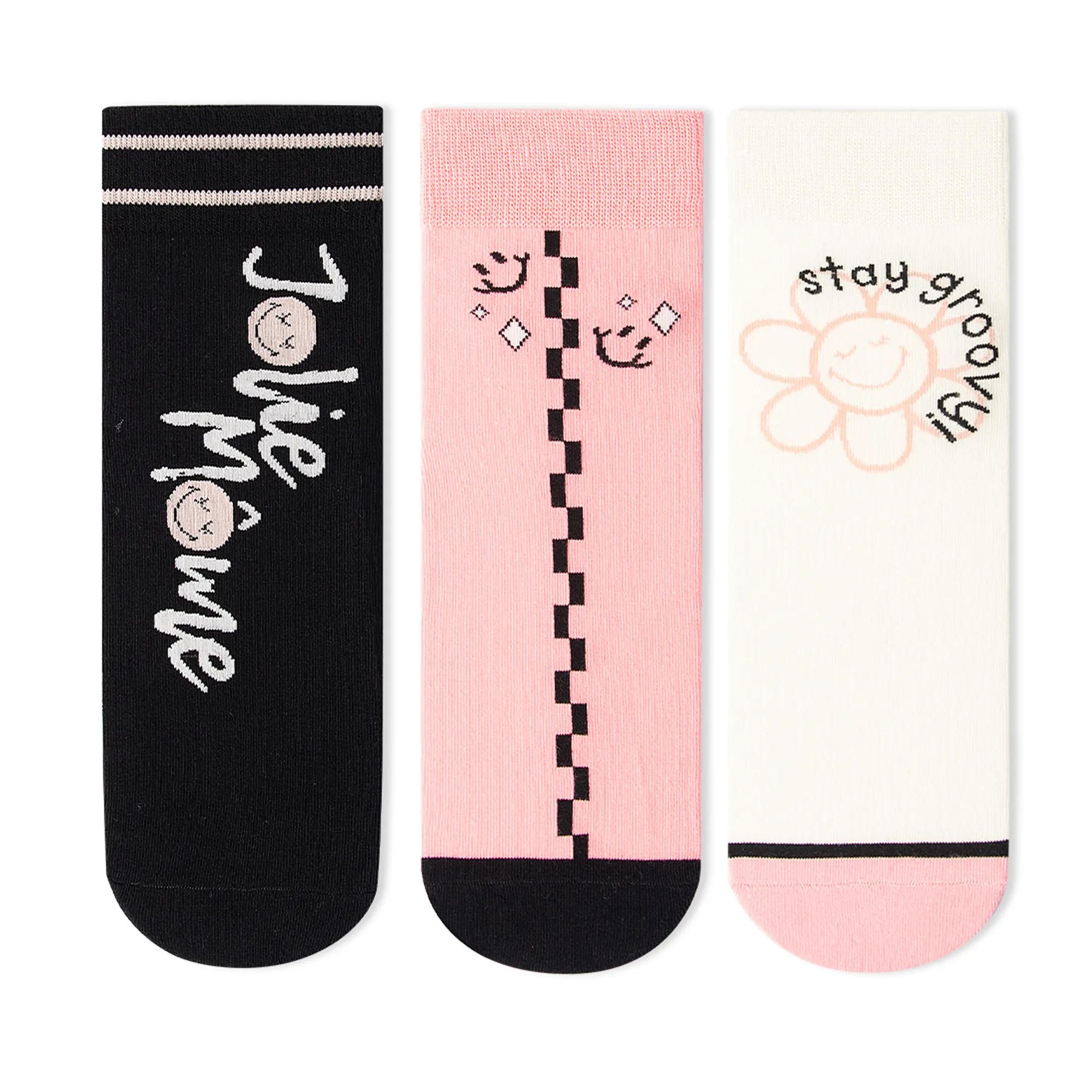 Womens Patterned Crew Socks Seamless Combed Cotton Funny Girls Cute Novelty Animal Flower Soft Socks Gifts 3 Pairs