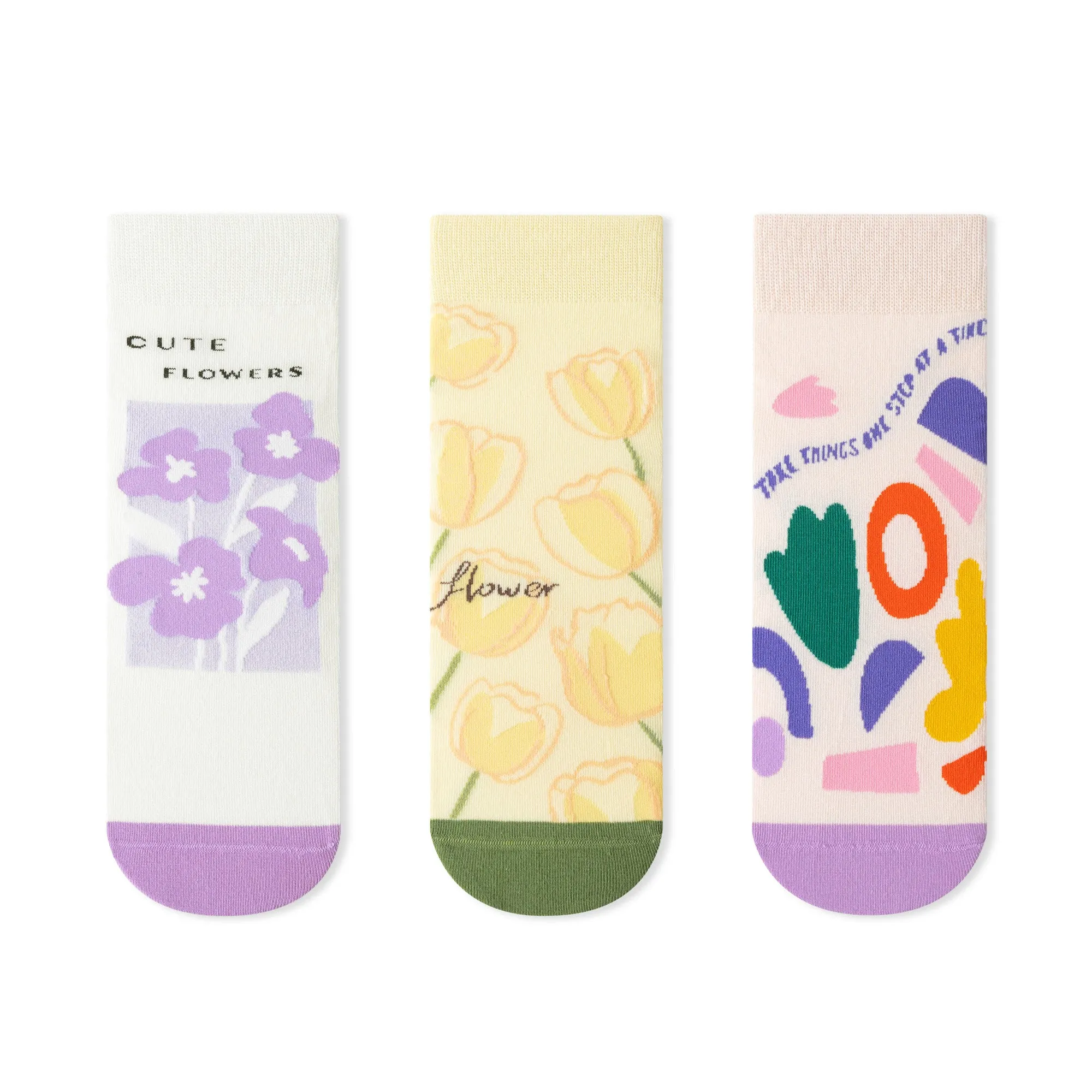 Womens Patterned Crew Socks Seamless Combed Cotton Funny Girls Cute Novelty Animal Flower Soft Socks Gifts 3 Pairs