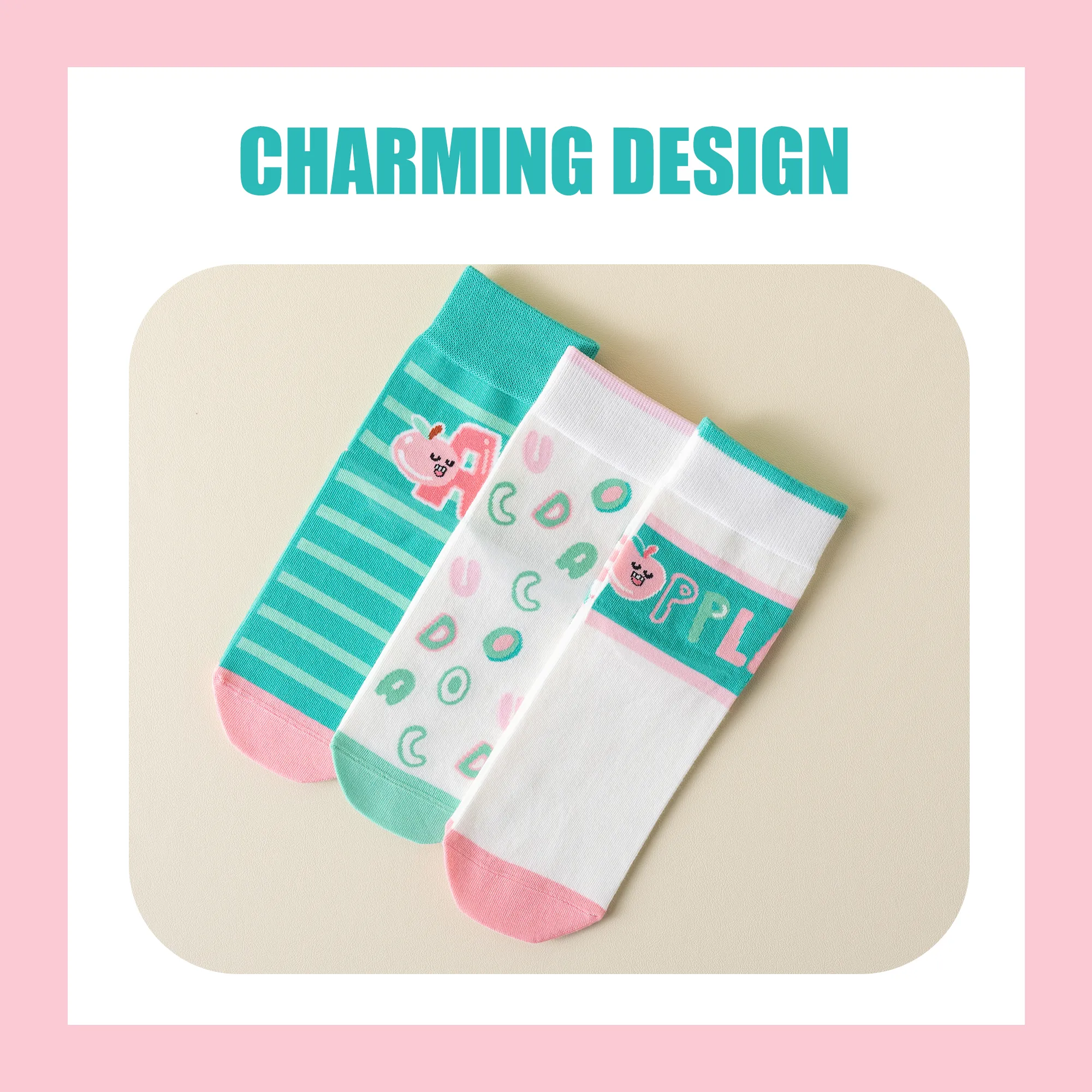 Womens Patterned Crew Socks Seamless Combed Cotton Funny Girls Cute Novelty Animal Flower Soft Socks Gifts 3 Pairs