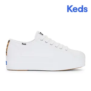 Women's Triple Up Leather Leopard Sneakers White (WH67882)