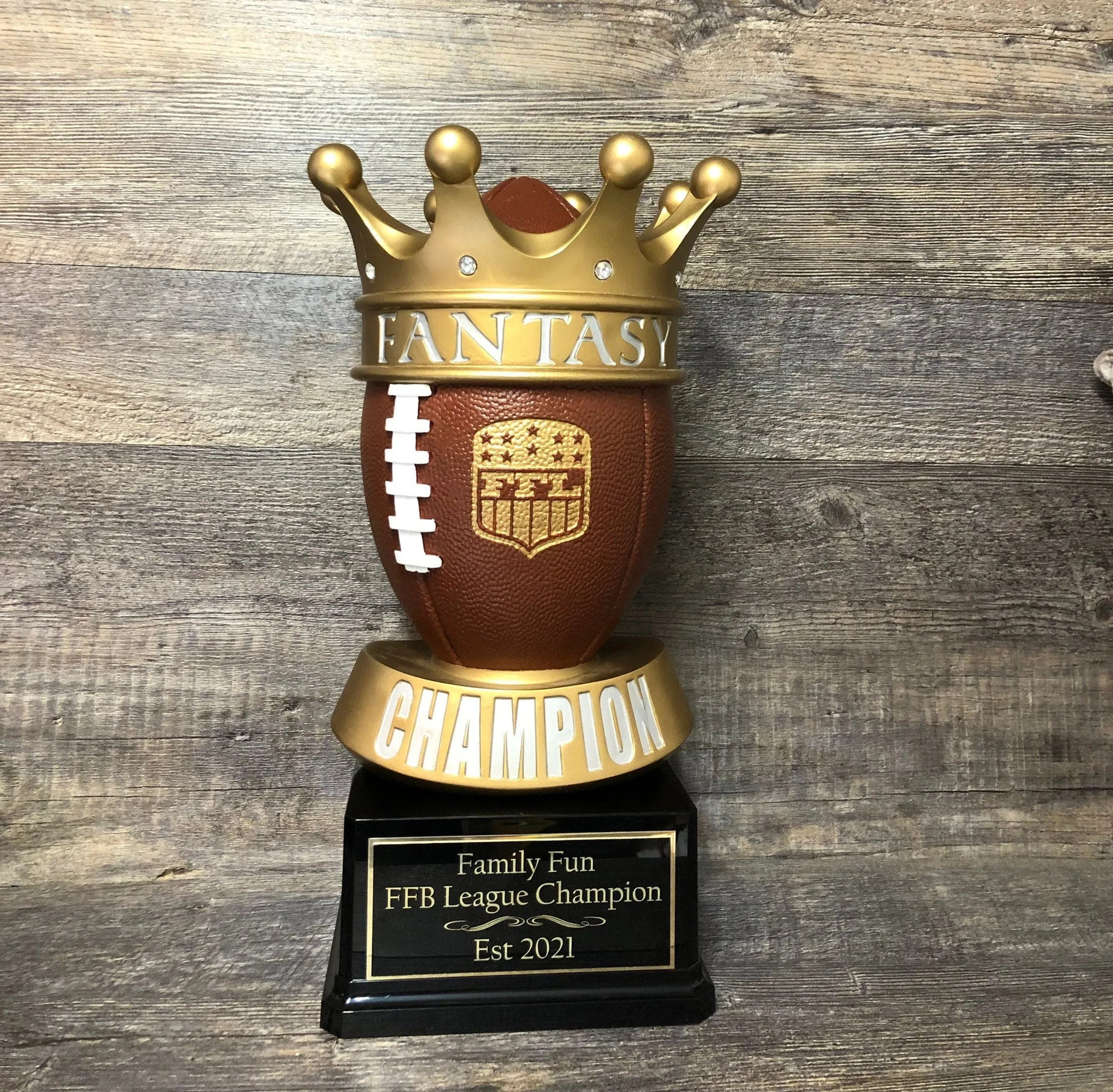 XL Fantasy Football Trophy FFL Trophy ** See DESCRIPTION ** 16" League Champion Champ Trophy Crown Football League